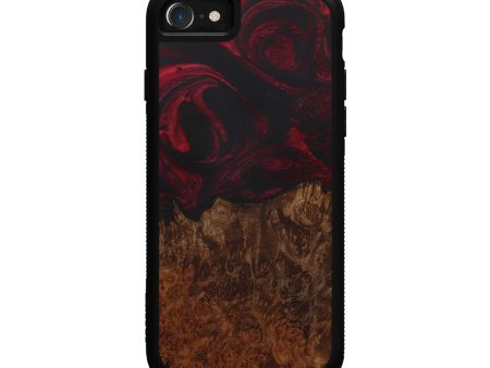 iPhone SE Wood+Resin Phone Case - Jeanmarie (Dark Red, 587400) For Discount