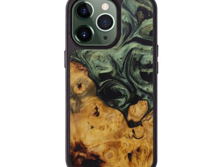 iPhone 13 Pro Wood+Resin Phone Case - Vispy (Dark Green, 595939) on Sale