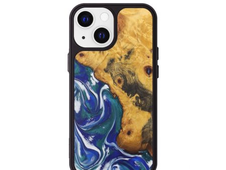 iPhone 13 mini Wood+Resin Phone Case - Nicholas (Dark Blue, 589771) For Discount