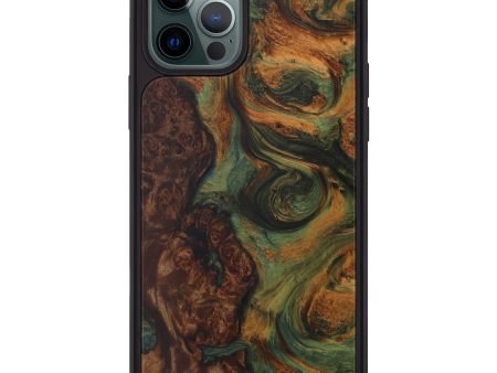 iPhone 12 Pro Max Wood+Resin Phone Case - Tansy (Dark Green, 593573) For Sale