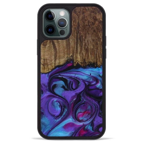 iPhone 12 Pro Max Wood+Resin Phone Case - Antonella (Purple, 590312) Fashion