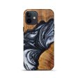 iPhone 12 mini Wood+Resin Live Edge Phone Case - Kamlesh (Black & White, 589835) For Sale