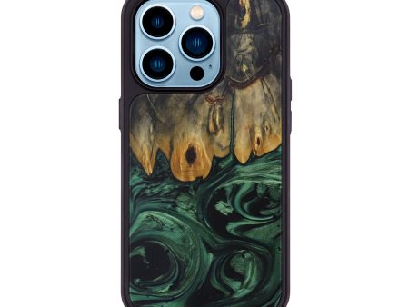 iPhone 14 Pro Wood+Resin Phone Case - Tyne (Dark Green, 589026) Discount