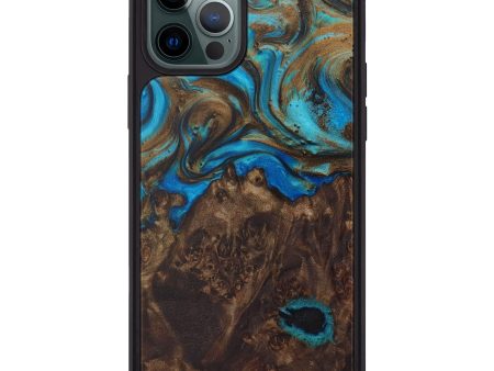 iPhone 12 Pro Max Wood+Resin Phone Case - Base (Teal & Gold, 594973) Sale