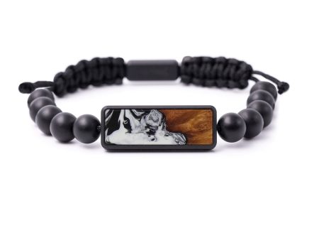 Bead Wood+Resin Bracelet - Enrique (Black & White, 592706) For Discount