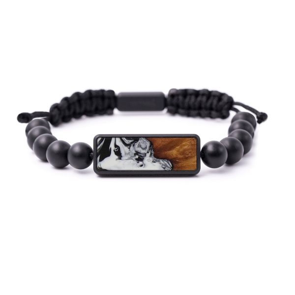 Bead Wood+Resin Bracelet - Enrique (Black & White, 592706) For Discount