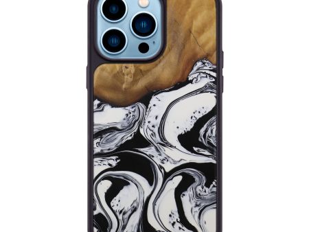 iPhone 14 Pro Max Wood+Resin Phone Case - Twyla (Black & White, 594053) Online now