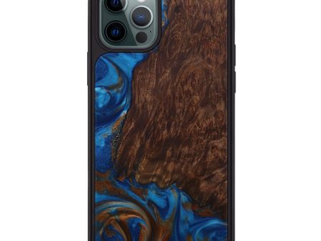 iPhone 12 Pro Wood+Resin Phone Case - Hoyt (Teal & Gold, 590481) Discount