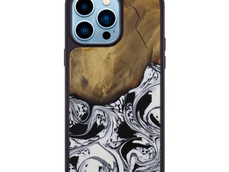 iPhone 14 Pro Max Wood+Resin Phone Case - Taffy (Black & White, 594035) Discount