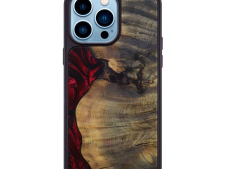 iPhone 14 Pro Max Wood+Resin Phone Case - Willi (Dark Red, 595364) Supply