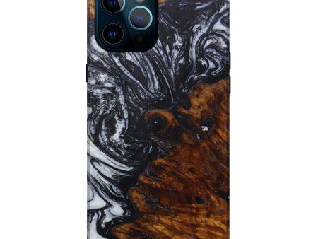 iPhone 12 Pro Max Wood+Resin Live Edge Phone Case - Noel (Black & White, 591799) Online Sale