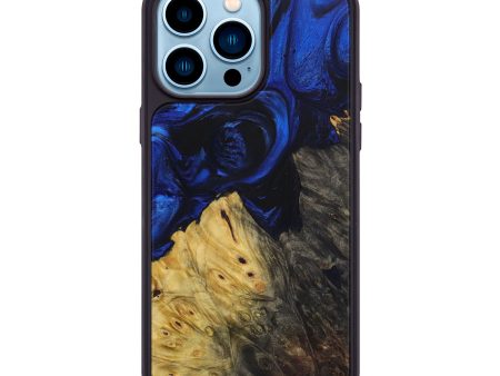 iPhone 14 Pro Max Wood+Resin Phone Case - Williard (Dark Blue, 589854) Online Sale