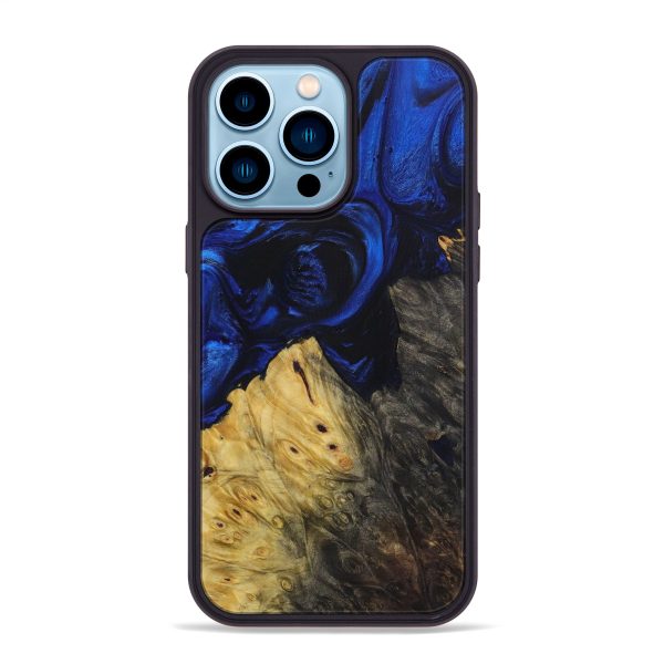 iPhone 14 Pro Max Wood+Resin Phone Case - Williard (Dark Blue, 589854) Online Sale