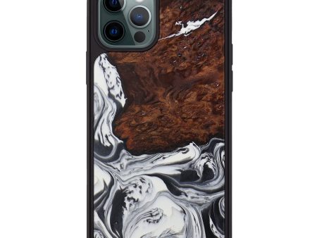 iPhone 12 Pro Wood+Resin Phone Case - Hailie (Black & White, 594752) Online Sale