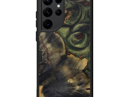 Galaxy S22 Ultra Wood+Resin Phone Case - Junior (Dark Green, 591277) For Sale