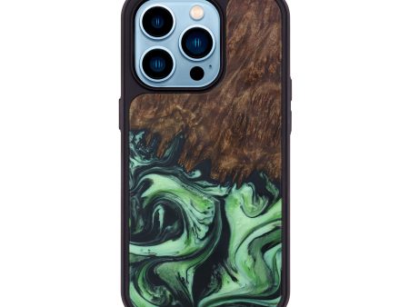 iPhone 14 Pro Wood+Resin Phone Case - Talya (Dark Green, 591001) Hot on Sale