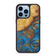 iPhone 14 Pro Max Wood+Resin Phone Case - Zeljko (Teal & Gold, 588471) Discount