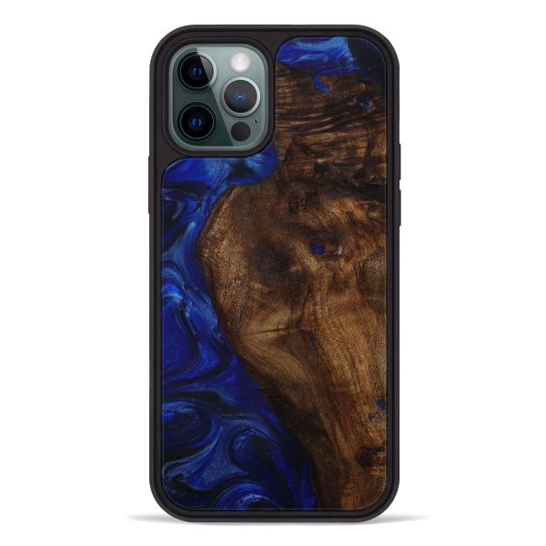 iPhone 12 Pro Wood+Resin Phone Case - Traci (Dark Blue, 590357) For Discount