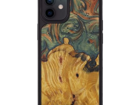 iPhone 12 Wood+Resin Phone Case - Iza (Dark Green, 595012) For Sale