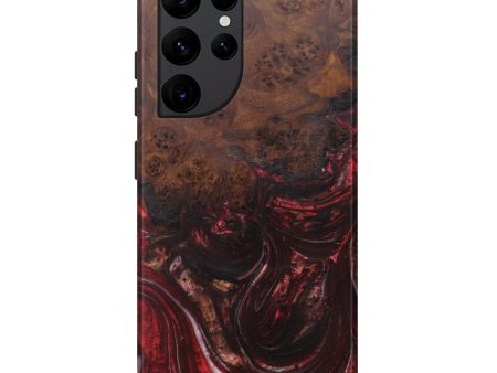 Galaxy S22 Ultra Wood+Resin Live Edge Phone Case - Christi (Dark Red, 592359) Cheap