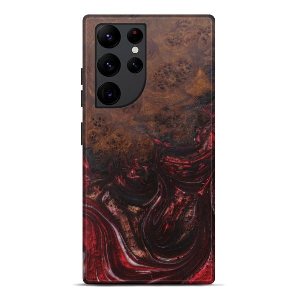 Galaxy S22 Ultra Wood+Resin Live Edge Phone Case - Christi (Dark Red, 592359) Cheap