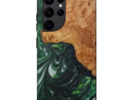 Galaxy S22 Ultra Wood+Resin Live Edge Phone Case - Dear (Dark Green, 591401) Online Sale