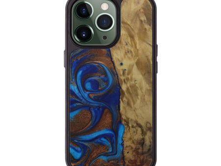 iPhone 13 Pro Wood+Resin Phone Case - Xavier (Teal & Gold, 587543) Online Sale