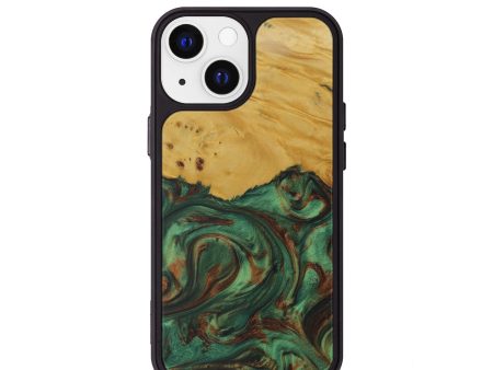 iPhone 13 mini Wood+Resin Phone Case - Sika (Dark Green, 591258) Sale