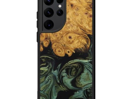 Galaxy S22 Ultra Wood+Resin Phone Case - Alice (Dark Green, 589923) on Sale