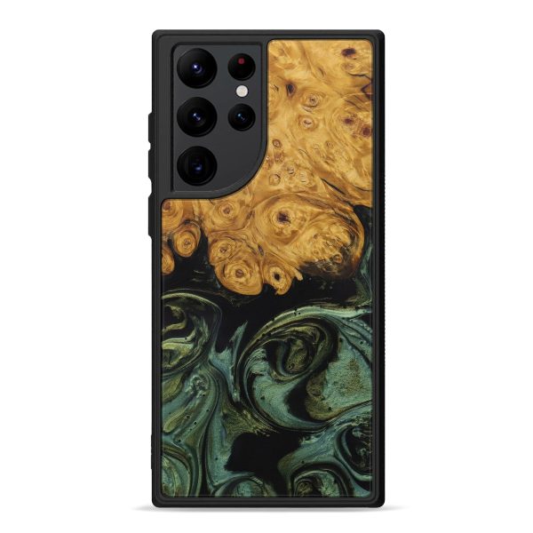 Galaxy S22 Ultra Wood+Resin Phone Case - Alice (Dark Green, 589923) on Sale