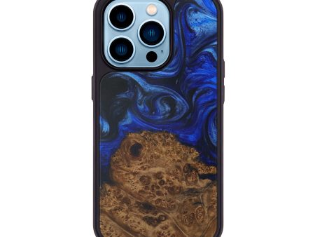 iPhone 14 Pro Wood+Resin Phone Case - Shivi (Dark Blue, 589753) Online now