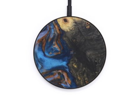 Circle Wood+Resin Wireless Charger - Susette (Teal & Gold, 590763) Online Hot Sale