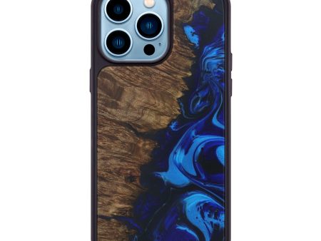 iPhone 14 Pro Max Wood+Resin Phone Case - Yaakov (Dark Blue, 588190) For Cheap