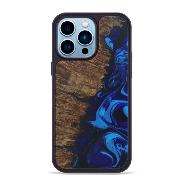 iPhone 14 Pro Max Wood+Resin Phone Case - Yaakov (Dark Blue, 588190) For Cheap