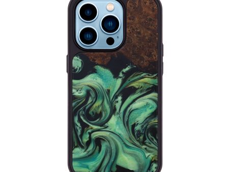 iPhone 14 Pro Wood+Resin Phone Case - Winford (Dark Green, 587255) Cheap