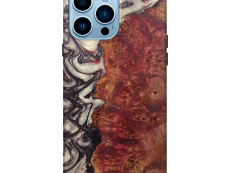 iPhone 14 Pro Max Wood+Resin Live Edge Phone Case - Ainsley (Dark Red, 593761) For Discount