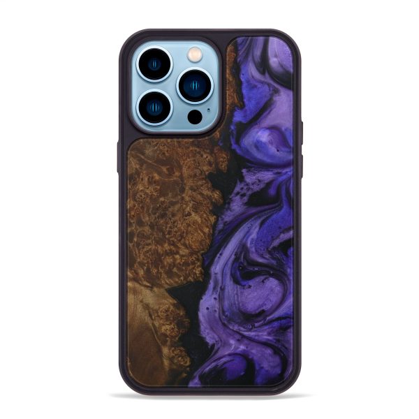 iPhone 14 Pro Max Wood+Resin Phone Case - Wray (Purple, 595383) For Discount