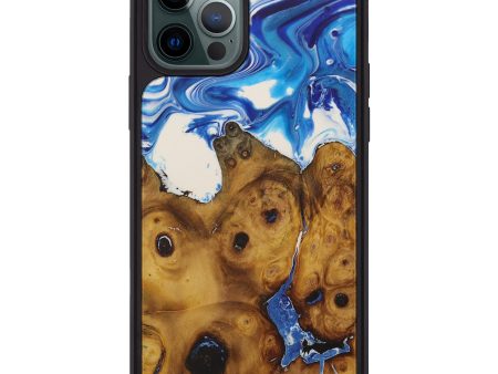 iPhone 12 Pro Max Wood+Resin Phone Case - Kimberley (Light Blue, 587088) For Cheap