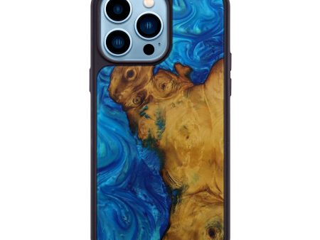 iPhone 14 Pro Max Wood+Resin Phone Case - Timi (Light Blue, 592469) For Discount