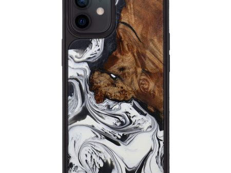 iPhone 12 Wood+Resin Phone Case - Jim (Black & White, 594754) Cheap