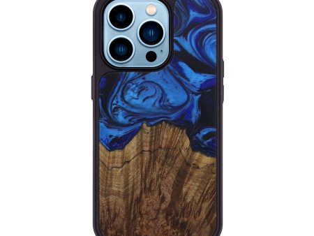 iPhone 14 Pro Wood+Resin Phone Case - Wess (Dark Blue, 588336) Online Sale