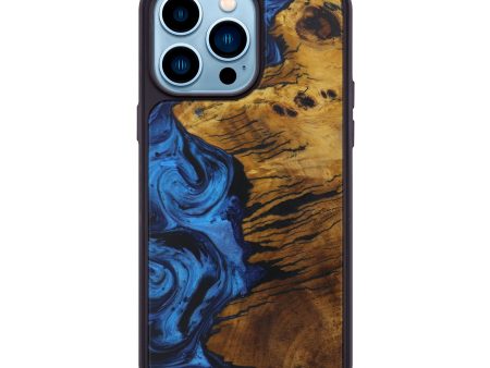 iPhone 14 Pro Max Wood+Resin Phone Case - Thursa (Dark Blue, 593199) Supply