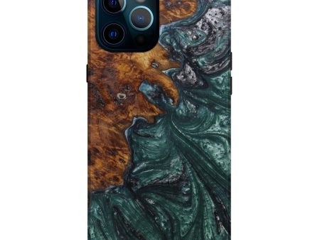 iPhone 12 Pro Max Wood+Resin Live Edge Phone Case - Adore (Dark Green, 591378) Online now