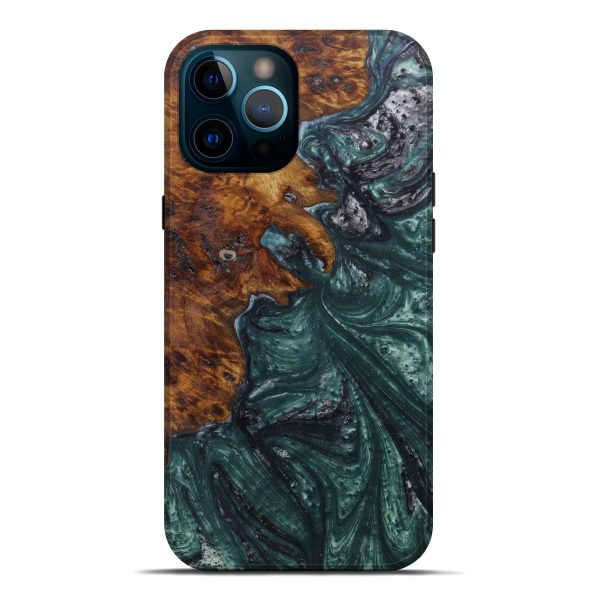 iPhone 12 Pro Max Wood+Resin Live Edge Phone Case - Adore (Dark Green, 591378) Online now