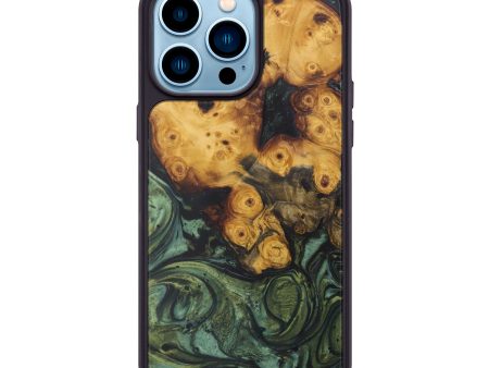 iPhone 14 Pro Max Wood+Resin Phone Case - Mario (Dark Green, 589922) For Sale