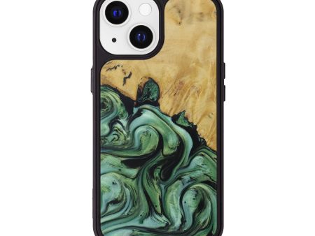 iPhone 13 Wood+Resin Phone Case - Skip (Dark Green, 590547) Cheap