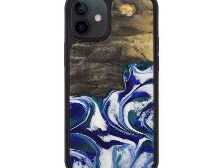 iPhone 12 mini Wood+Resin Phone Case - Andres (Dark Blue, 589769) Sale