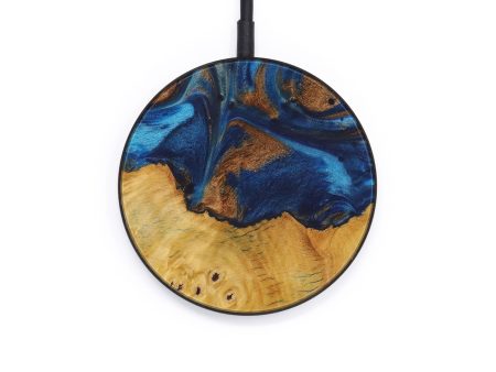 Circle Wood+Resin Wireless Charger - Tobey (Teal & Gold, 588393) Discount