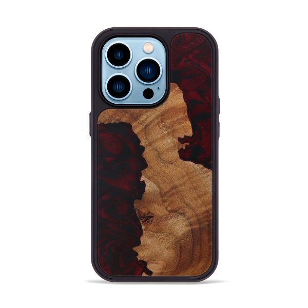 iPhone 14 Pro Wood+Resin Phone Case - Thoai (Dark Red, 587136) Online