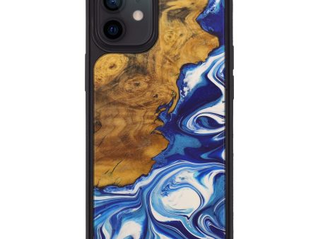 iPhone 12 Wood+Resin Phone Case - Jaxson (Dark Blue, 588298) on Sale